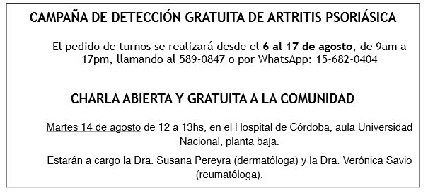 Campaña de Detección Gratuita de Psoriasis Artritis Psoriásica