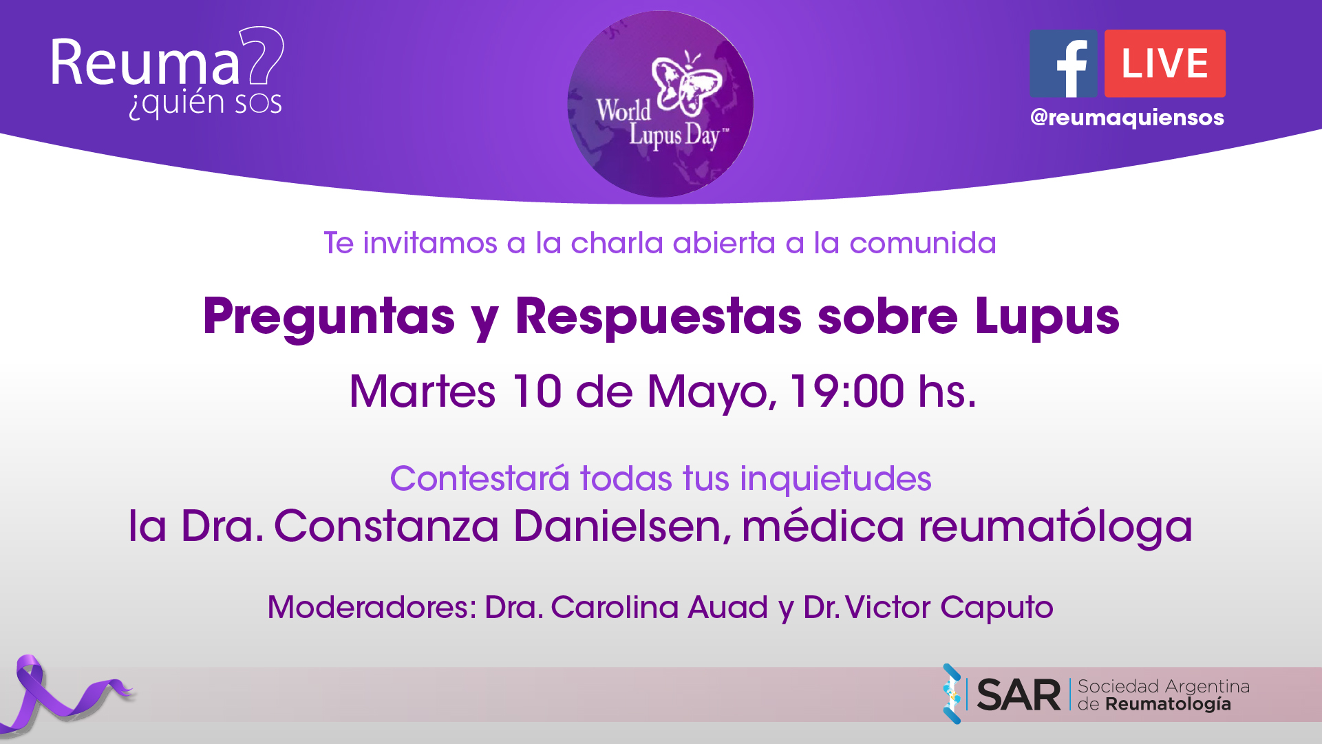 Charla a la comunidad «Preguntas y Respuestas sobre Lupus» Día Mundial del Lupus