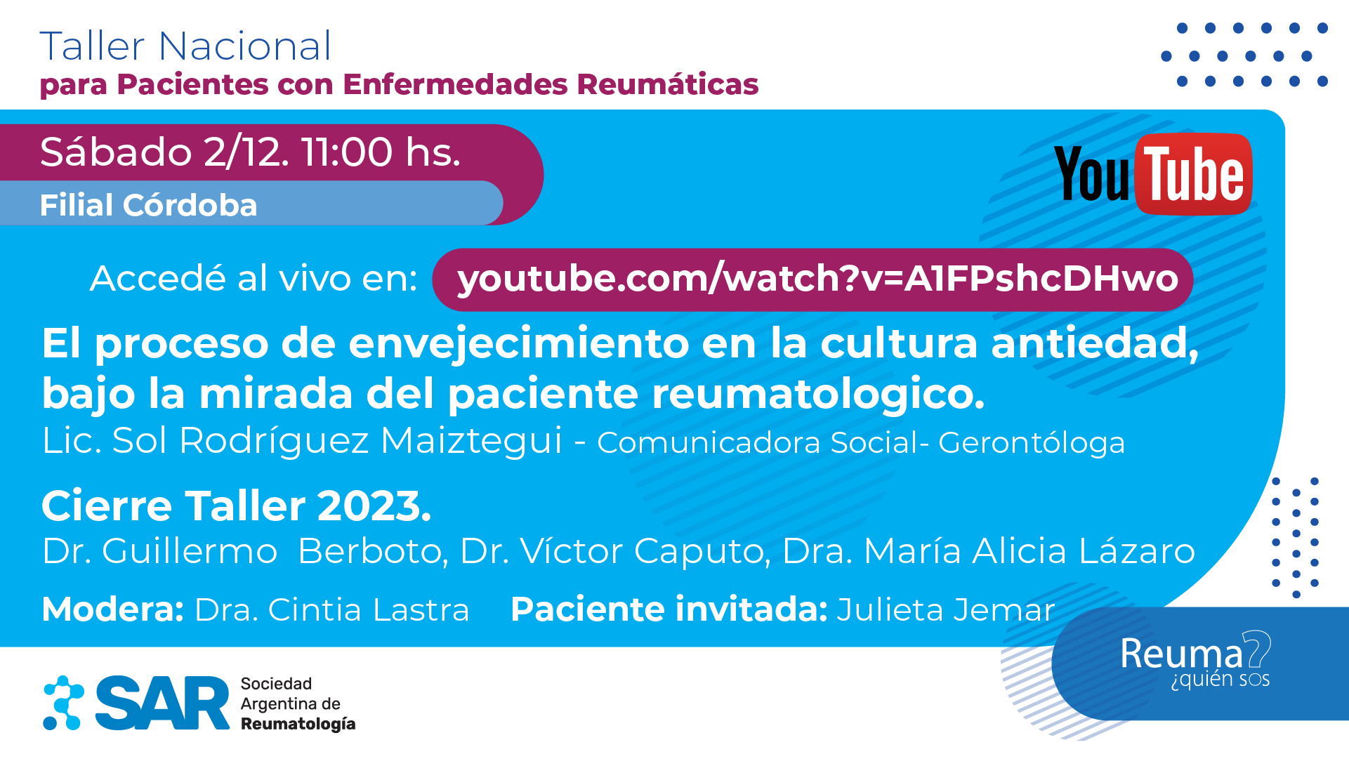 Taller Nacional para Pacientes con Enfermedades Reumatológicas 2023 – Clase Nº 10 ¡Última clase del año!